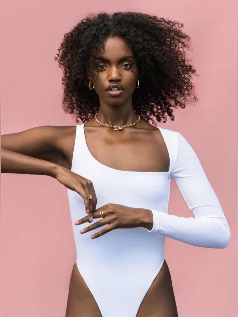 Oma The Label La Vie Bodysuit White One-Shoulder Long Sleeve NEW XS NWT